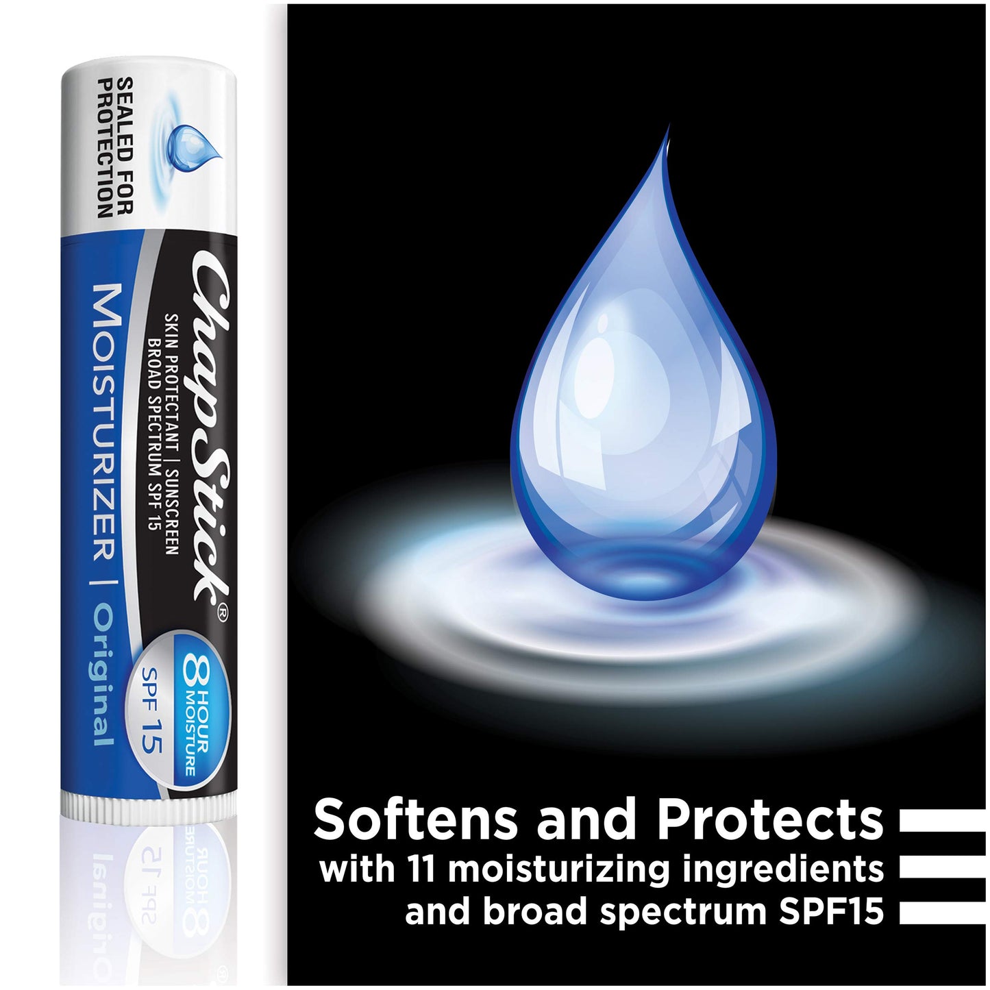 ChapStick Moisturizer Original Lip Balm Tubes, SPF 15 and Skin Protectant - 0.15 Oz (Pack of 12)