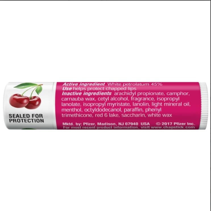 ChapStick Classic Cherry Lip Balm Tube, Flavored Lip Balm for Lip Care on Chafed, Chapped or Cracked Lips - 0.15 Oz (Pack of 12)