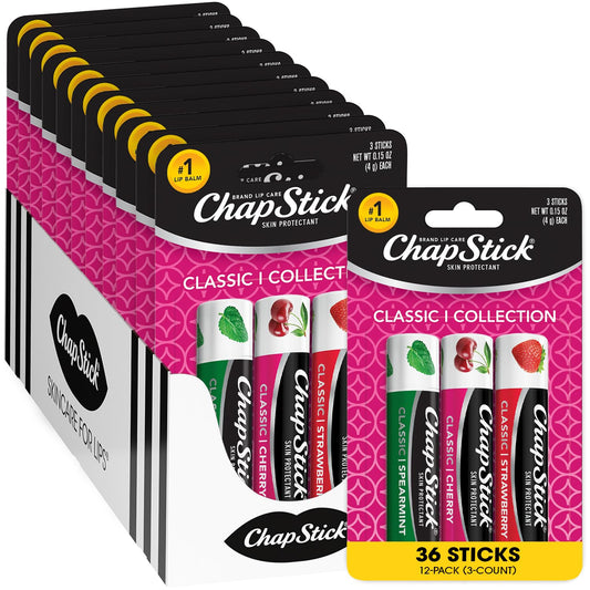 ChapStick Moisturizer Original Lip Balm Tubes, SPF 15 and Skin Protectant - 0.15 Oz (Pack of 12)