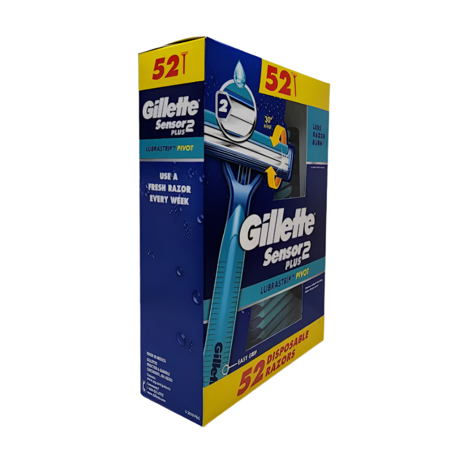 Gillette Sensor2 Plus Pivoting Head and Lubrastrip Men's Disposable Razors, 52ct