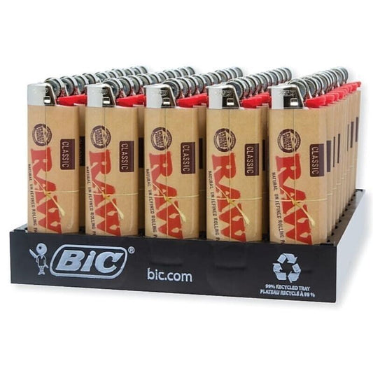 RAW Authentic Made By BIC Classic Lighter 50 Count Display, Free Shipping (Brown)